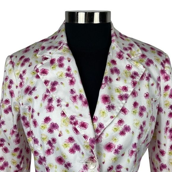 VINTAGE NICOLE MILLER 90S FLORAL COTTON NOTCH COLLAR ZIP JACKET SKIRT SUIT SET - Picture 11 of 15